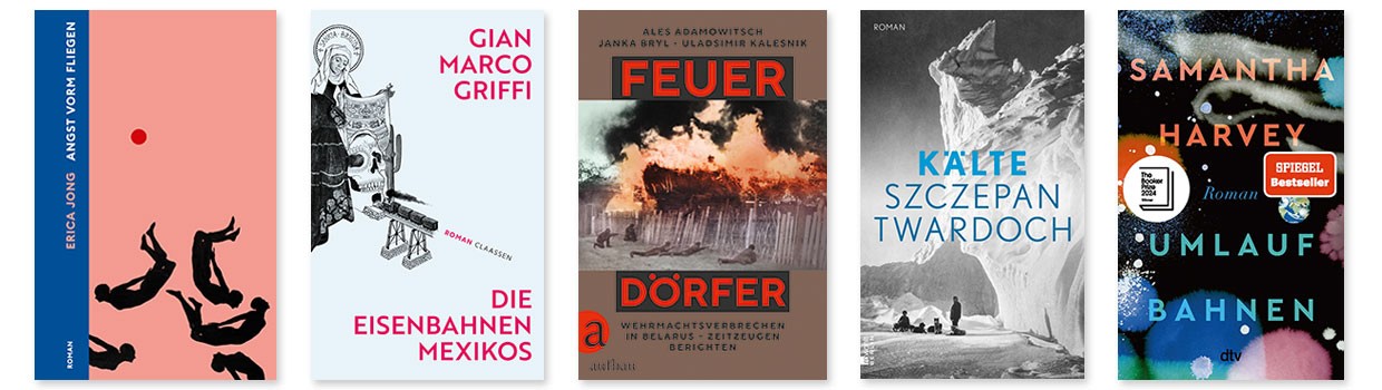 5 Buchcover der nominierten Titel für den Preis der Leipziger Buchmesse 2025